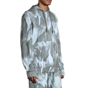 $145 Eleven Paris Plein Air Marble Dye Hoodie XXL Blue Grey 100% Cotton